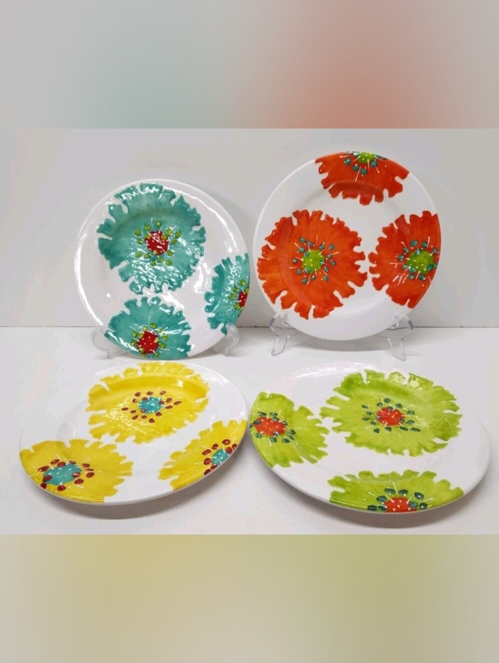 Laurie Gates 4 Multi-color Melamine embossed Salad Plate